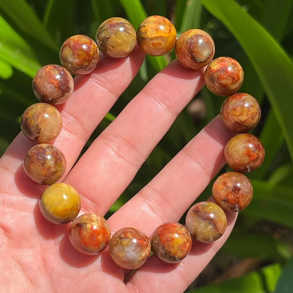 14mm chunky stretchable yellow pietersite bracelet 1927‎